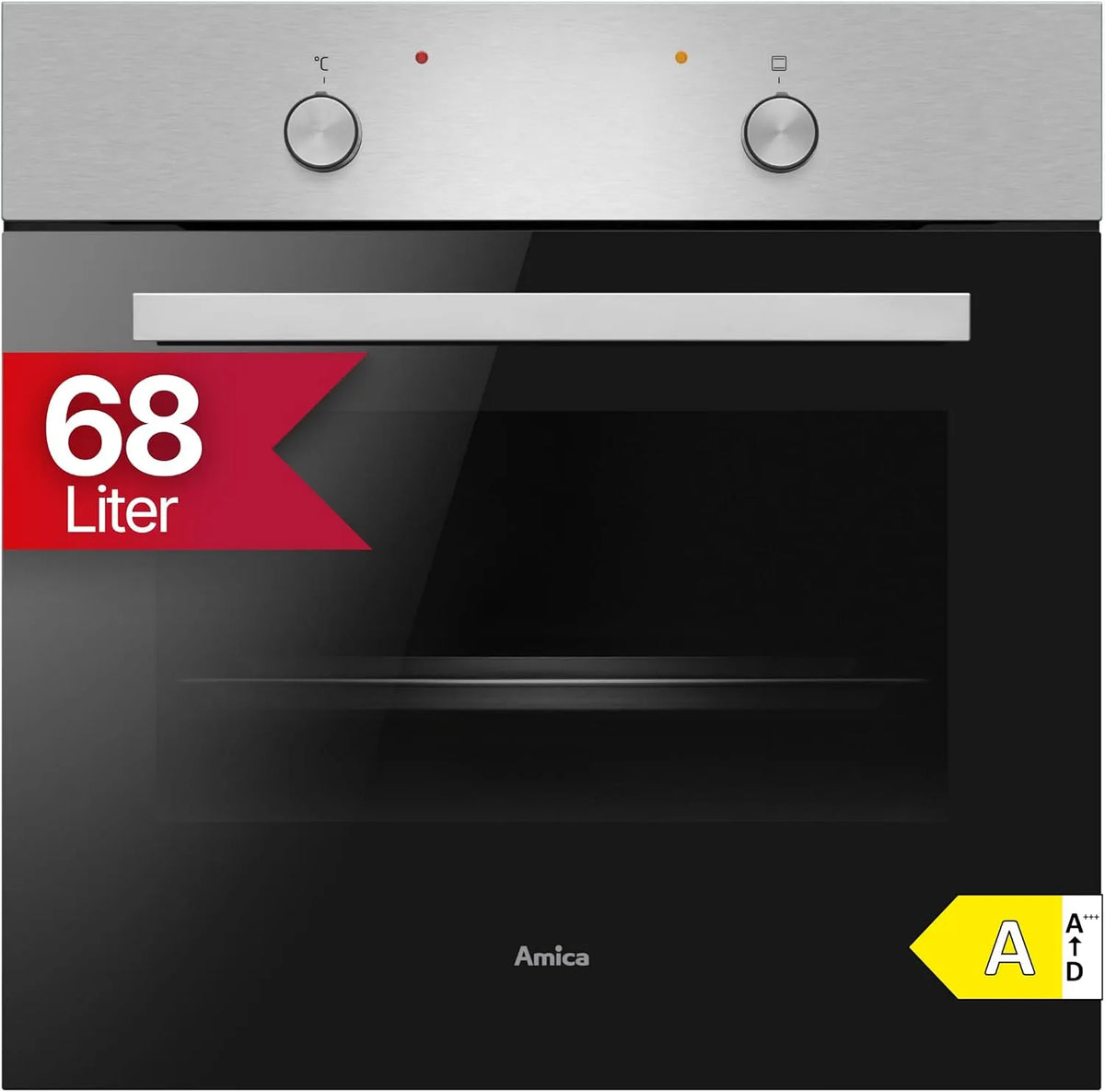 Amica CoolDoor2 Four électrique, 68 L, 4 programmes, encastrable, noir, Parois latérales gaufrées ABE 9410 E, 4 fonctions