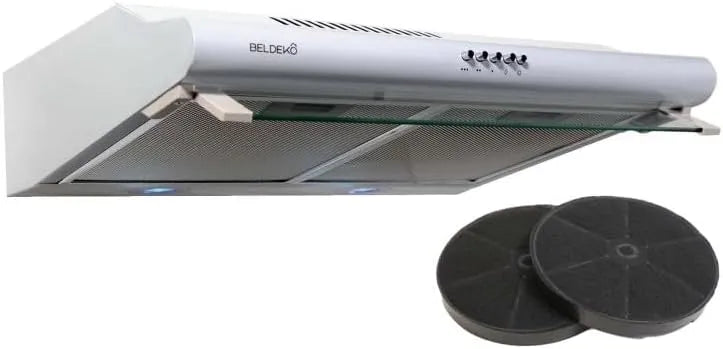 Hotte aspirante m3/h, 60 cm, 240 m3/h, hotte de cuisine, blanc, BELDEKO Hotte Casquette 60 cm Blanc 240 m3/h + 2 Filtres - Marque Française