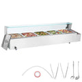VEVOR Écran en Verre, Buffet Chauffant en INOX, Chauffe-Plat Buffet à 5 Bacs de 7,6 L, Bain-Marie Électrique 1700 W, Température Réglable 30-85 °C