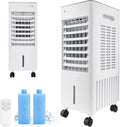Climatiseur, 12 L, Rafraîchisseur 4-en-1, grand réservoir, 2 Blocs de Glace, Réservoir 12L avec Indicateur de Niveau, Télécommande, Écran