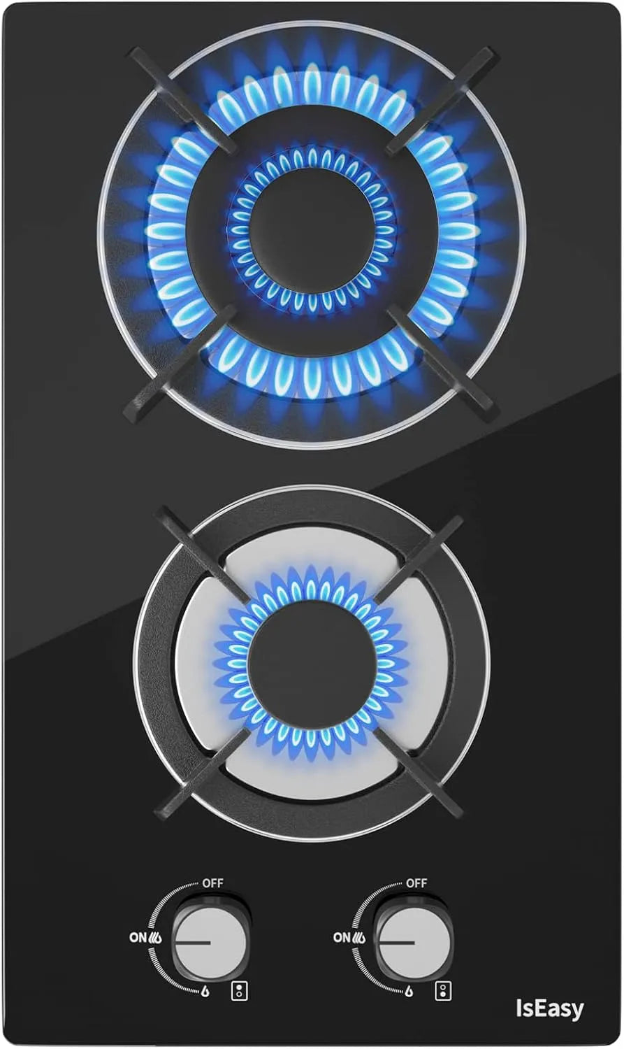 Cuisinière avec four, 30cm, 2 foyers, encastrable, Plaque de Cuisson Gaz 2 Feuxs, 2 Brûleurs