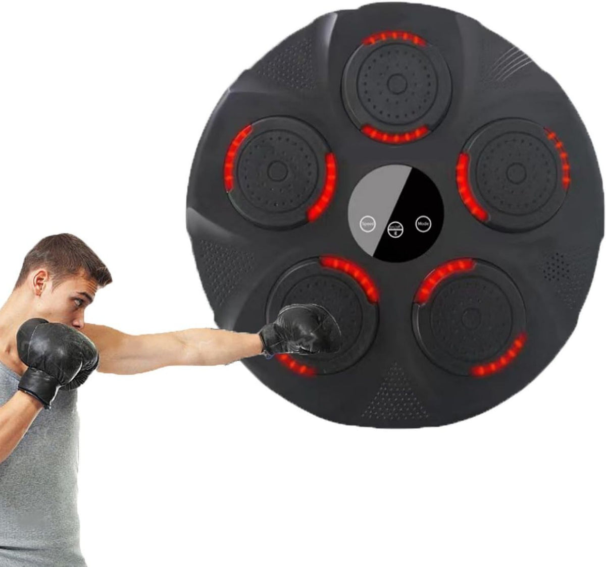 Machine de boxe musicale – montage mural, connexion Bluetooth, rechargeable, 9 Vitesses, bleu