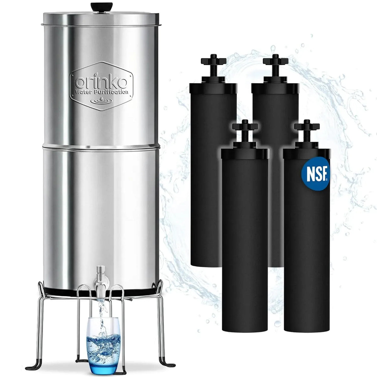 Robinet de cuisine, 8,5 L, ORINKO, tactile, Filtre à Eau par Gravité 8,5 L avec 4 Cartouches