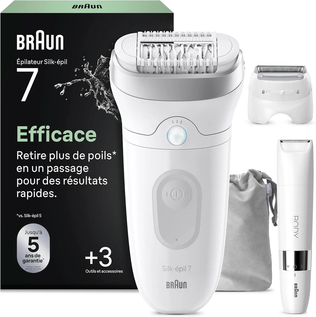 Braun Gris et Blanc, Epilateur Electrique Femme Silk Epil 7 7-441