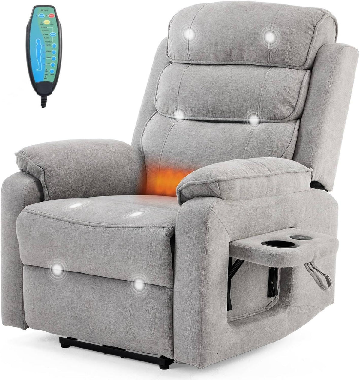 Fauteuil de massage: avec port USB, avec télécommande, gris, LEADZM