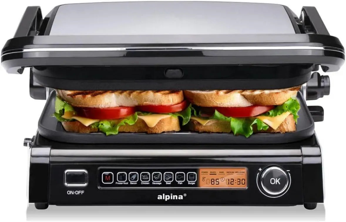 Grill, gril à panini et croque-monsieur, 2100 W, minuteur