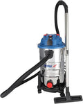 Aspirateur, 30 L, 1600 W, Puissance d'aspiration 21 kPa, Puissance 3200 l/Min, bac de ramassage de 30 l, Tuyau d'aspiration 2,5 m