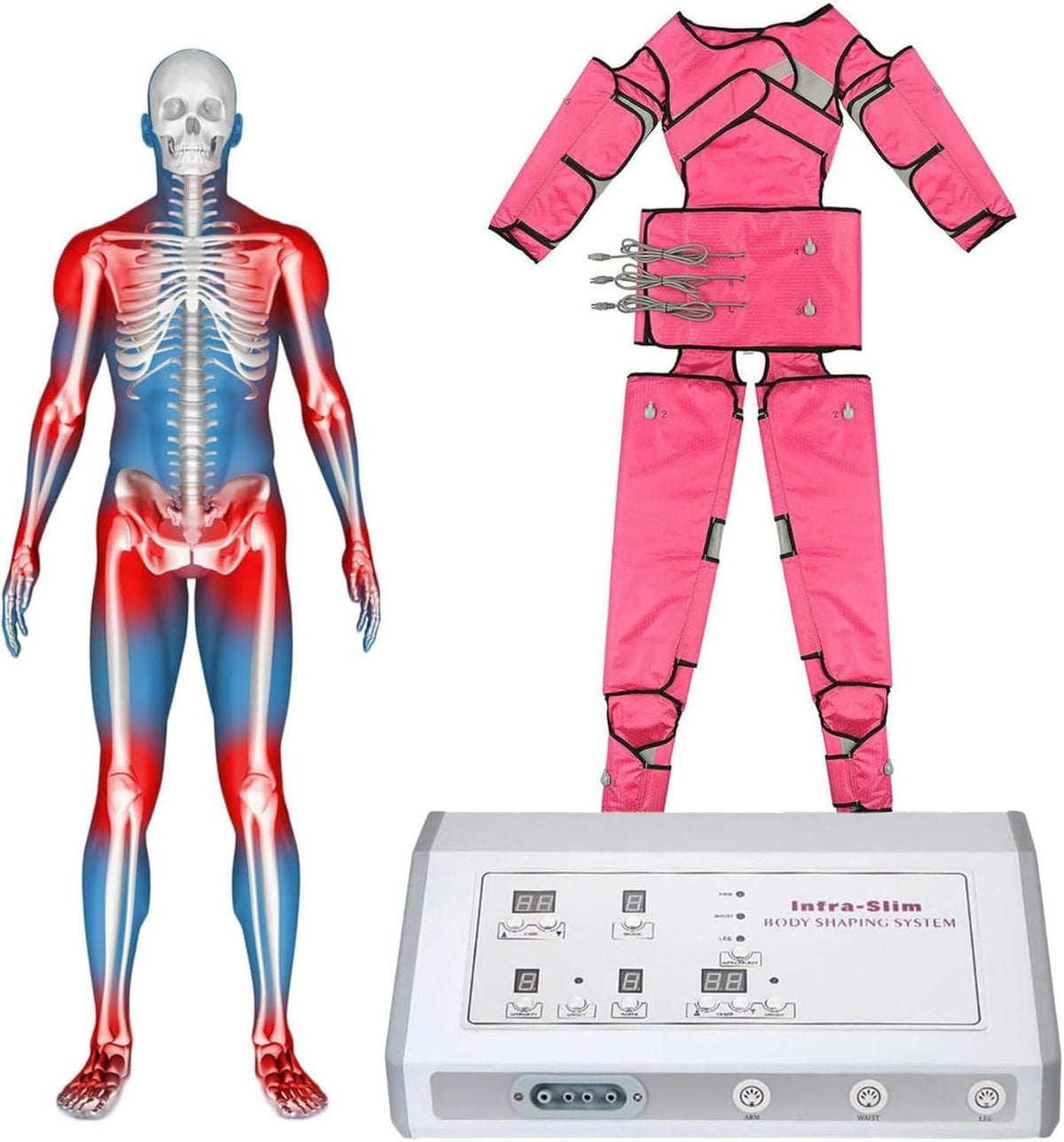 Bottes de pressothérapie: massage par compression d'air, infrarouge lointain, avec chauffage, rose