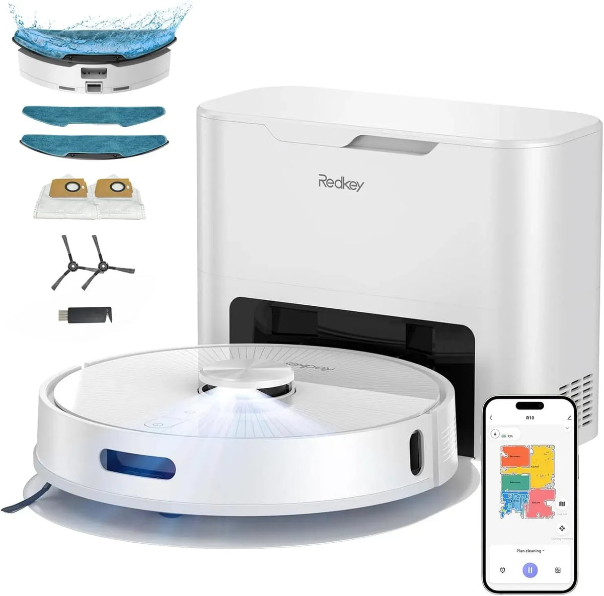 Aspirateur R10 180Min, 4 L, Fonction Lavage Auto-Nettoyant 90 Jours, Vidage 4L, Navigation LDS